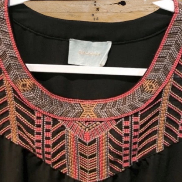 SKIES ARE BLUE BLACK BOHO DRESS BY ANTHROPOLOGIE SIZE MEDIUM - Picture 3 of 5